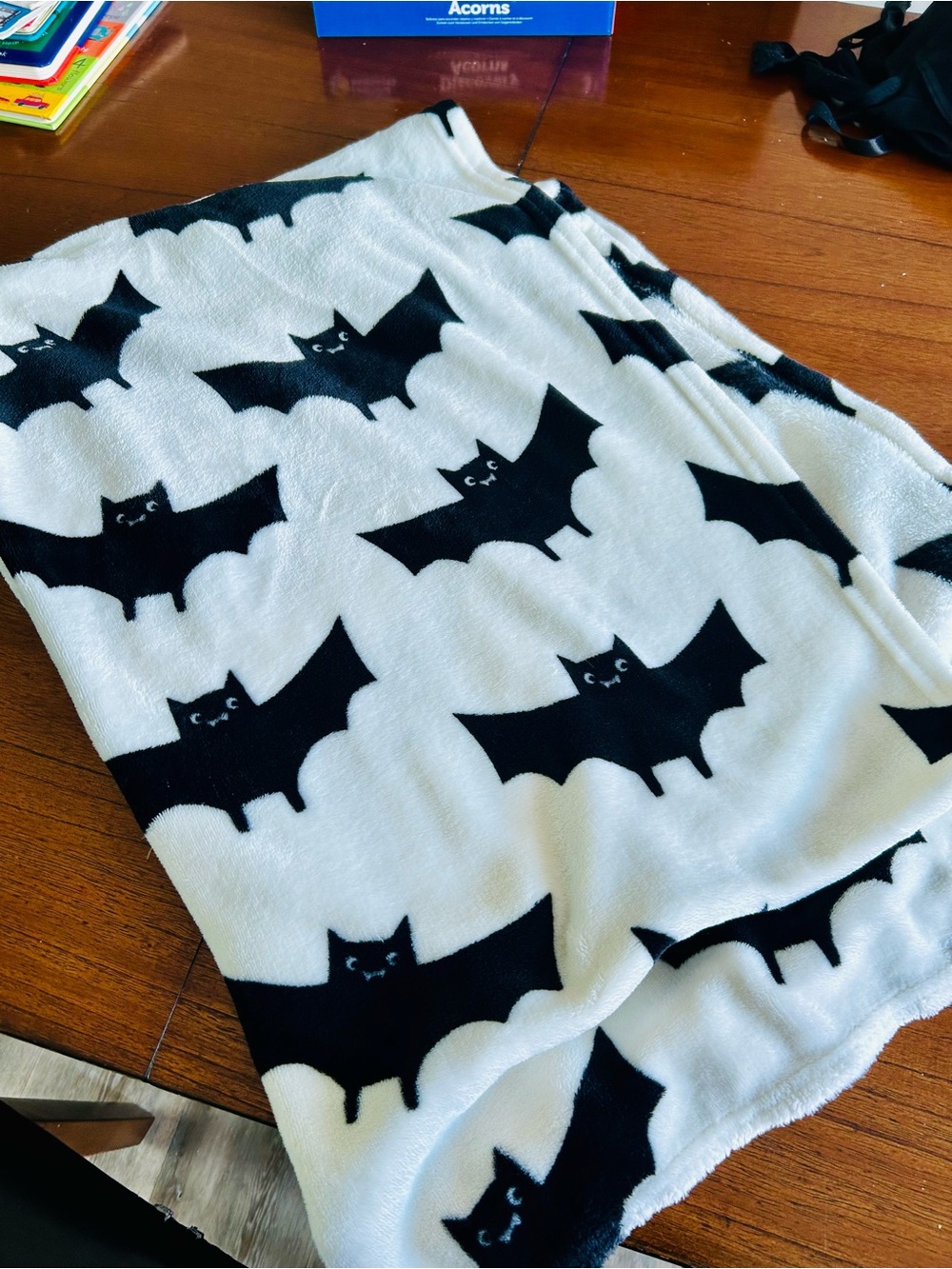 H&M Cream and Black Bat Print Throw Blanket